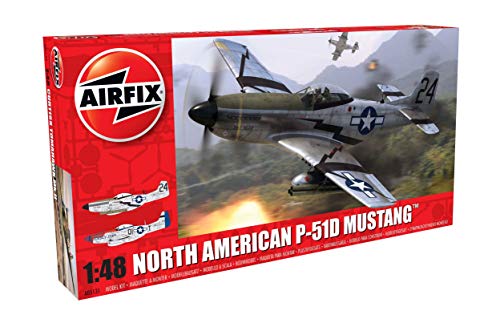 Airfix North American P51-D Mustang Plastic Model Kit, 96 months to 1188 months, Small, Clear, 147 pieces