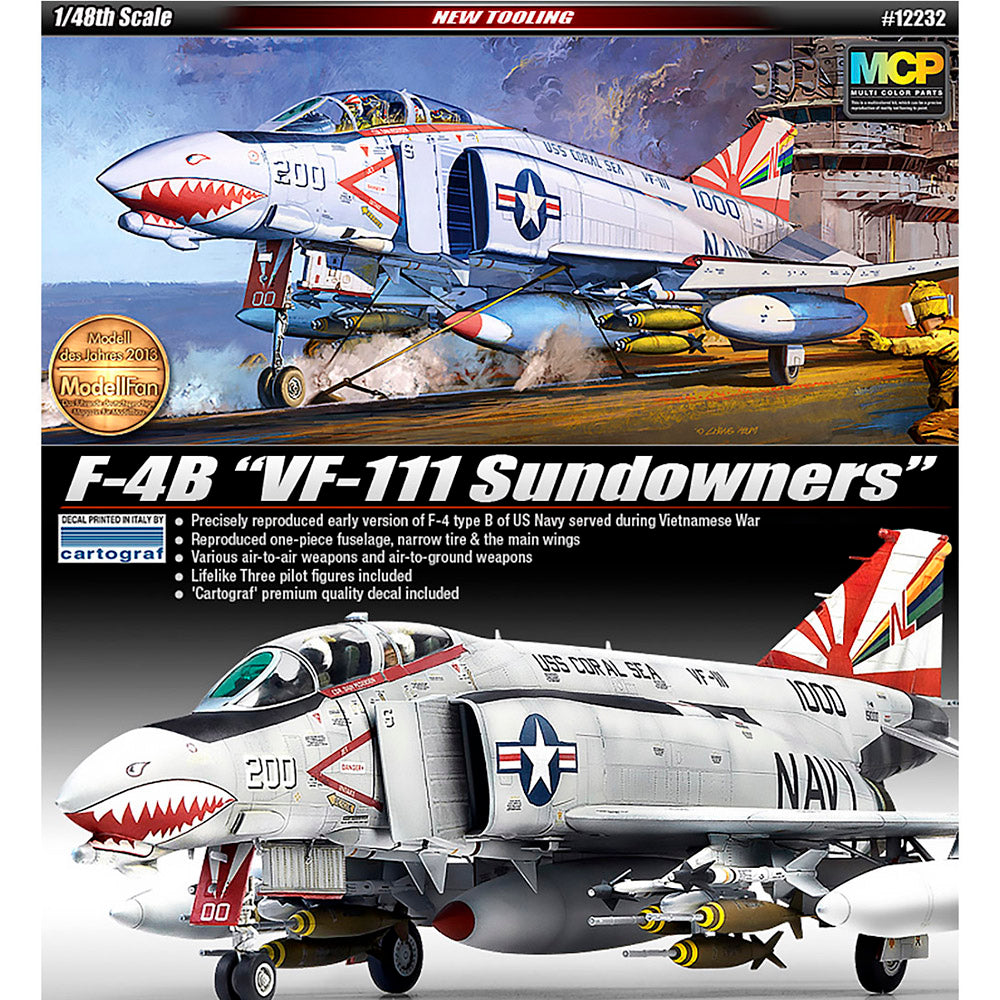 Academy 1/48 USN F-4B "VF-111 Sundowners" #12232 Academy Model kit DIY Assembly Puzzles Military Building Blocks Toy