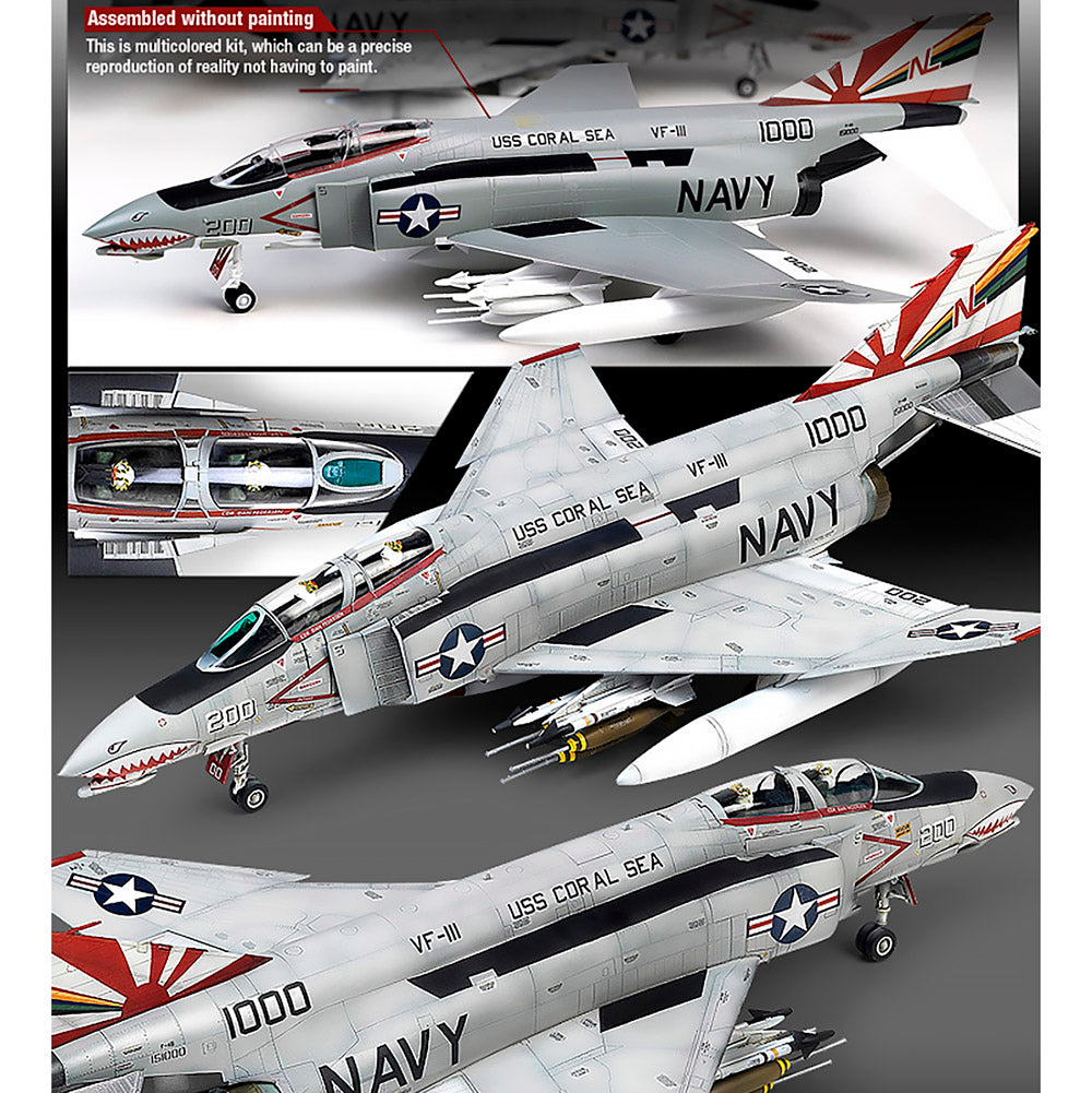 Academy 1/48 USN F-4B "VF-111 Sundowners" #12232 Academy Model kit DIY Assembly Puzzles Military Building Blocks Toy