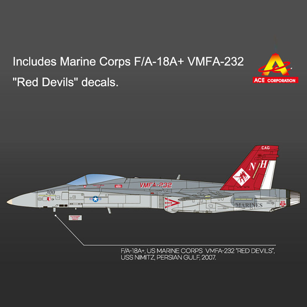 Academy 1/144 USMC F/A-18A+ Hornet VMFA-232 Red Devils #12627 Model kit DIY Assembly Puzzles Military Building Blocks Toy