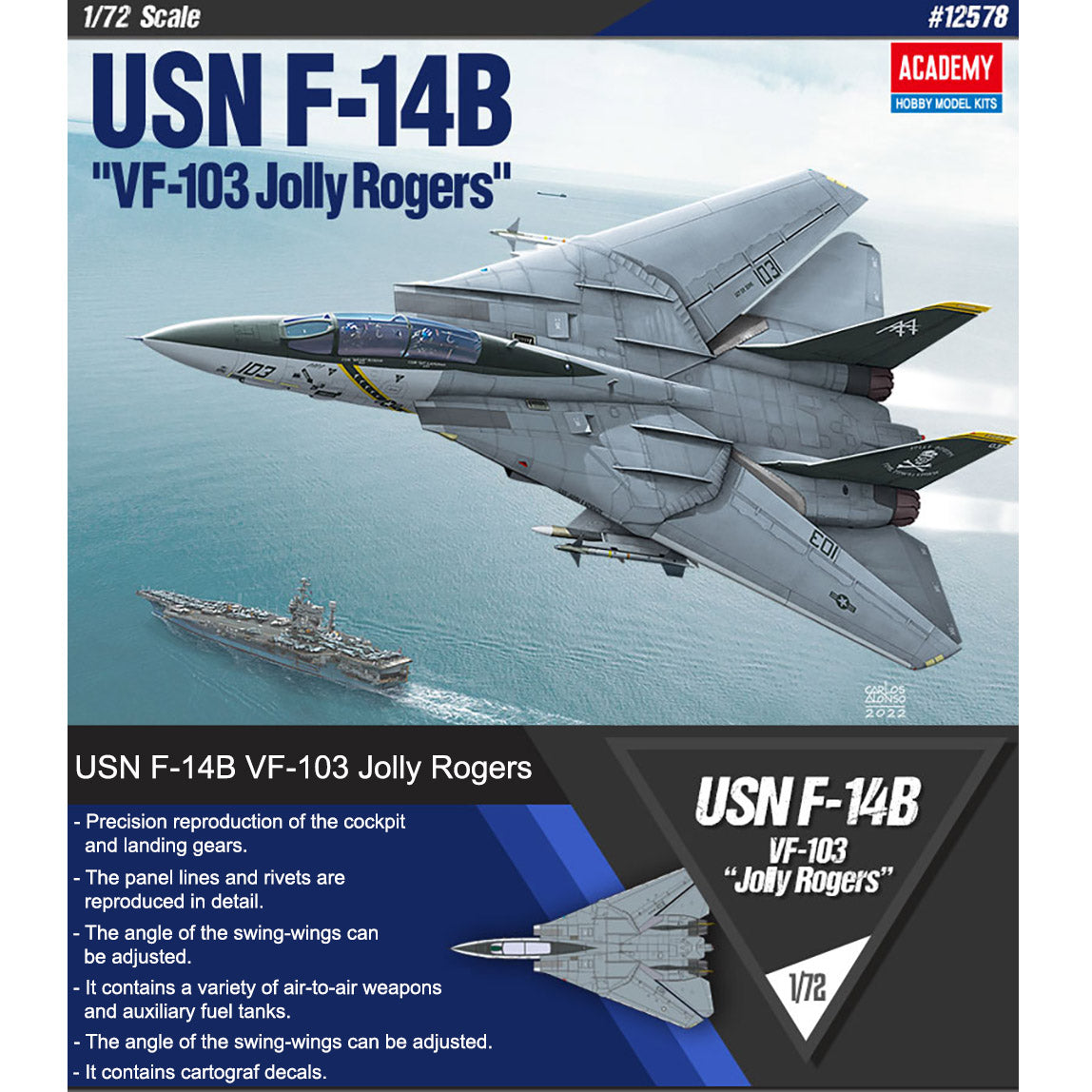 Academy 1/72 U.S. Navy F-14B VF-103 Jolly Rogers #12578 Academy Model kit DIY Assembly Puzzles Military Building Blocks Toy