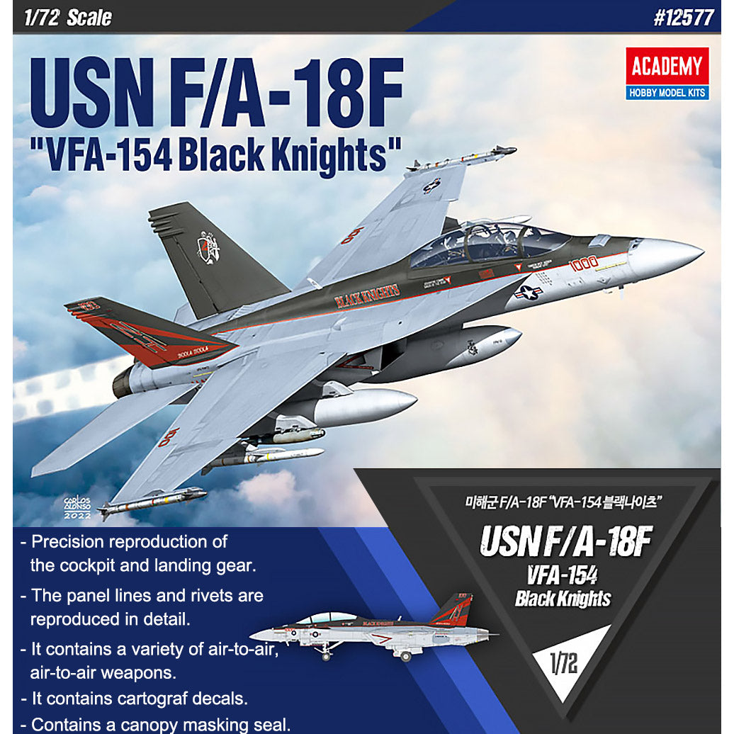 Academy 1/72 USN F/A-18F VFA-154 Black Knights #12577 Academy Model kit DIY Assembly Puzzles Military Building Blocks Toy