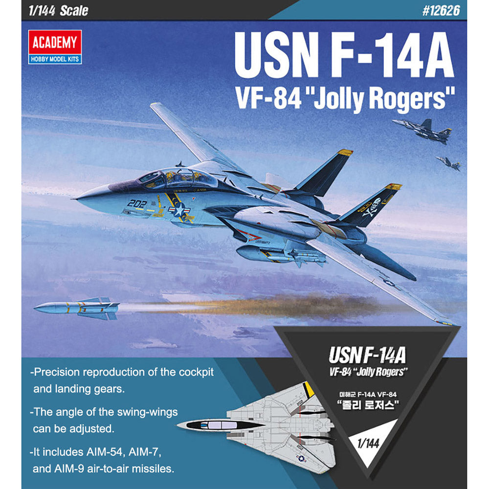 Academy 1/144 U.S. Navy F-14A VF-84 Jolly Rogers #12626 Model kit DIY Assembly Puzzles Military Building Blocks Toy