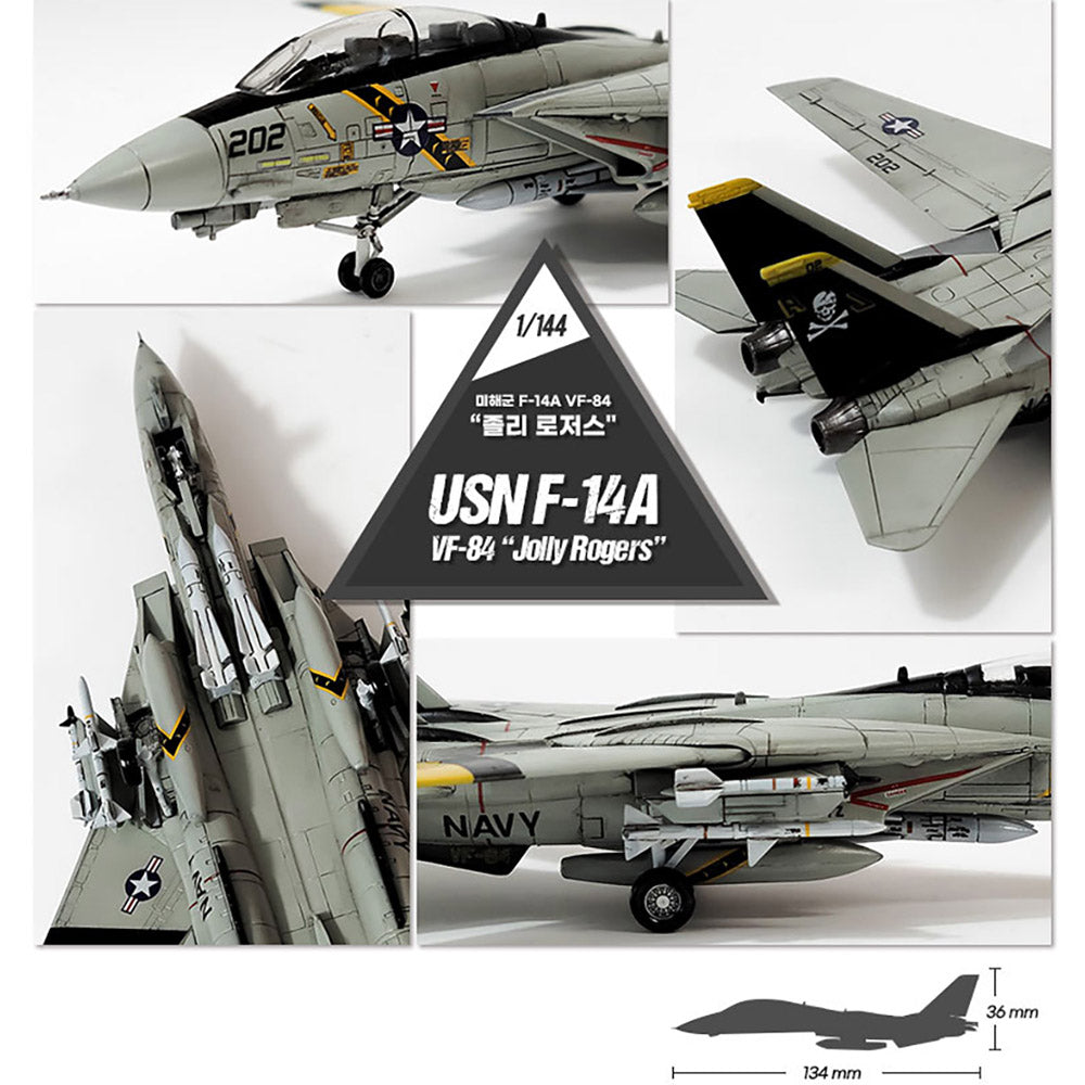 Academy 1/144 U.S. Navy F-14A VF-84 Jolly Rogers #12626 Model kit DIY Assembly Puzzles Military Building Blocks Toy