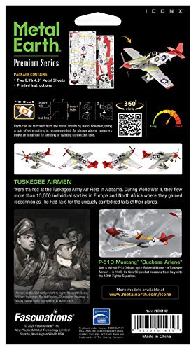 Metal Earth Premium Series Tuskegee Airmen P-51D Mustang Red Tail 3D Metal Model Kit Fascinations